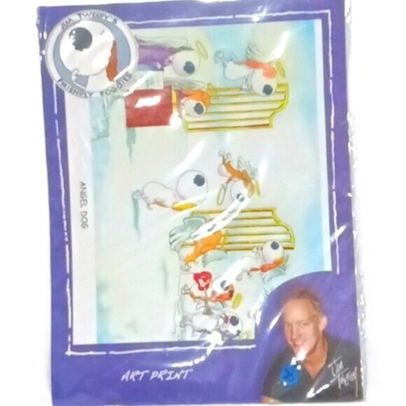 Jim Tweedy's Friendly Doggies Open Edition Art Print 'ANGEL DOG' Sealed - Picture 2 of 5